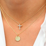 Lant cu pandantiv din aur cruce si diamante de 0.35 ct