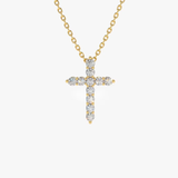 Lant cu pandantiv din aur cruce si diamante de 0.35 ct