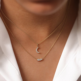 Lant cu pandantiv din aur Luna cu Diamante