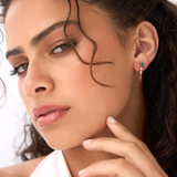 Cercei din aur cu smarald, diamante si lant