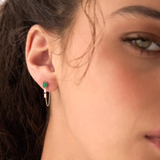 Cercei din aur cu smarald, diamante si lant