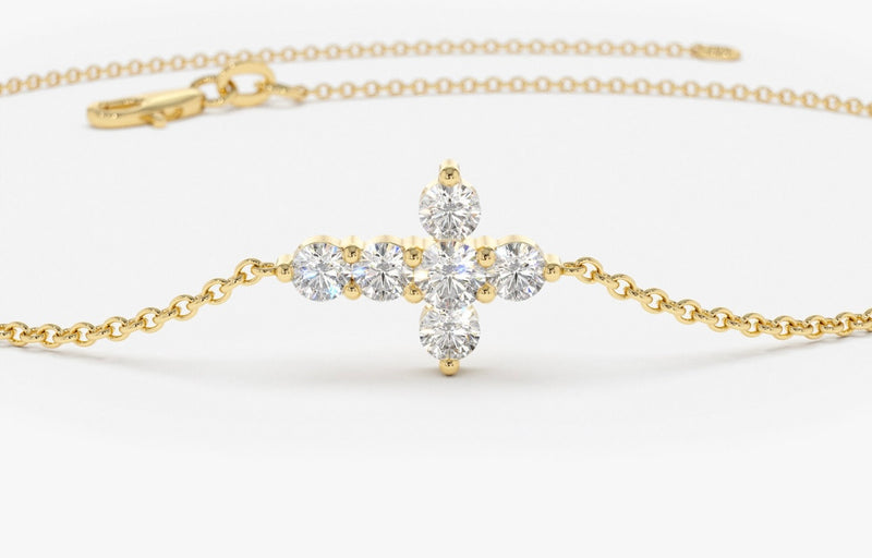 Bratara din aur cu simbol cruce si diamante de 0.21 ct
