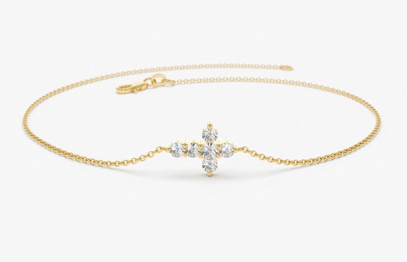 Bratara din aur cu simbol cruce si diamante de 0.21 ct