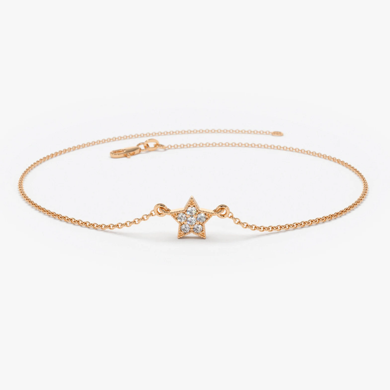 Bratara din aur cu diamante in forma de stea