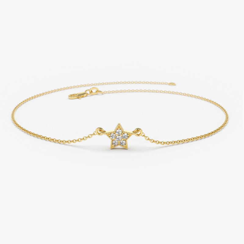 Bratara din aur cu diamante in forma de stea