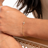 Brățară din aur cu diamante naturale - Round Tiny Cross