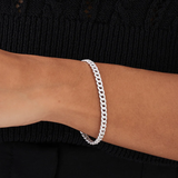 Bratara din aur cu lant cubanez si diamante naturale pavate