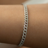 Bratara din aur cu lant cubanez si diamante naturale pavate