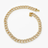 Bratara din aur cu lant cubanez si diamante naturale pavate