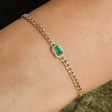 Bratara din aur cu lant cubanez, smarald natural si diamante naturale