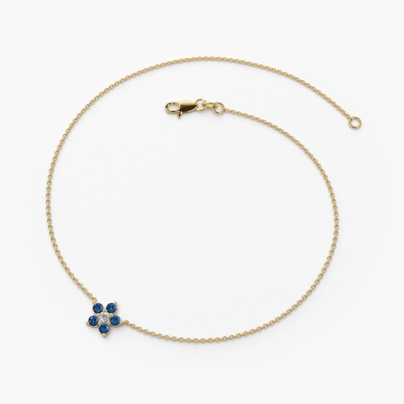 Bratara din aur cu safir si diamant model floare