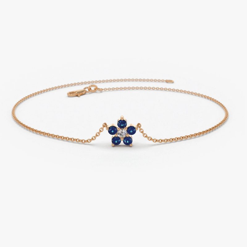 Bratara din aur cu safir si diamant model floare