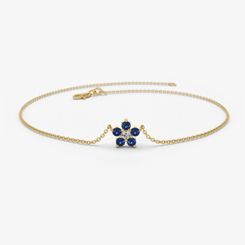 Bratara din aur cu safir si diamant model floare