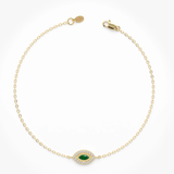 Bratara din aur cu smarald natural si diamante naturale ochi de deochi