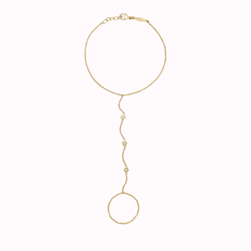 Bratara din aur cu trei diamante si prindere pe deget 0.30 ct