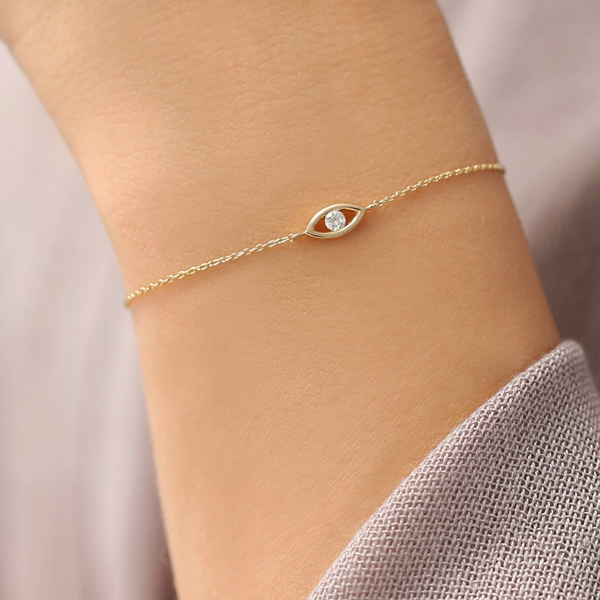 Bratara din aur ochi de deochi cu diamant natural