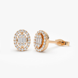 Cercei din aur cu diamante model OVAL SHAPED