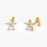 Cercei din aur cu diamante marquise in forma de floare