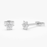 Cercei din aur in forma de floare cu diamante de 0.20