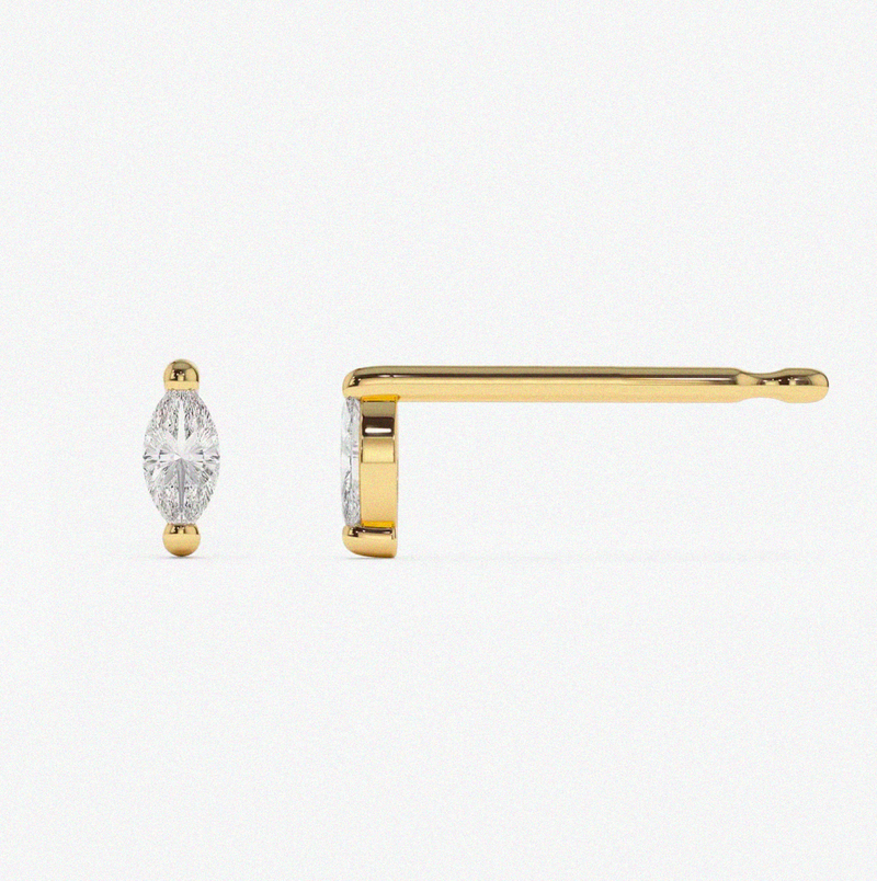 Cercei din aur rotunzi cu diamante solitaire model MARQUISE de 0.15 ct.