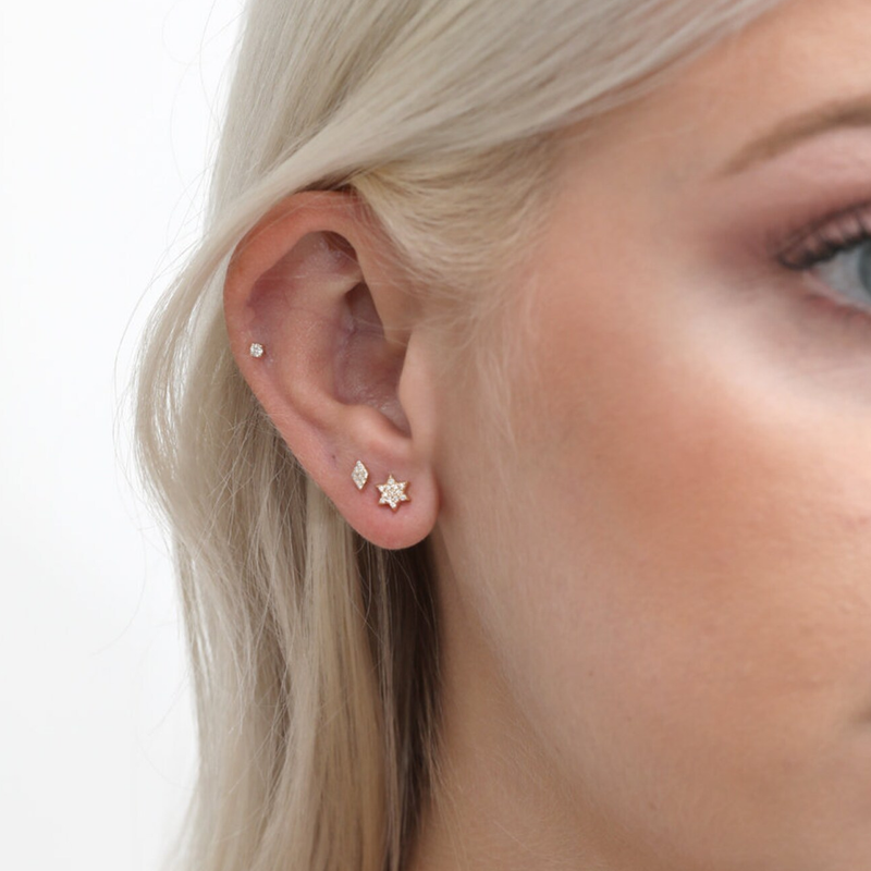 Cercei din aur cu diamante model Steaua lui David