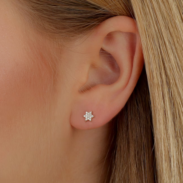 Cercei din aur cu diamante model Steaua lui David