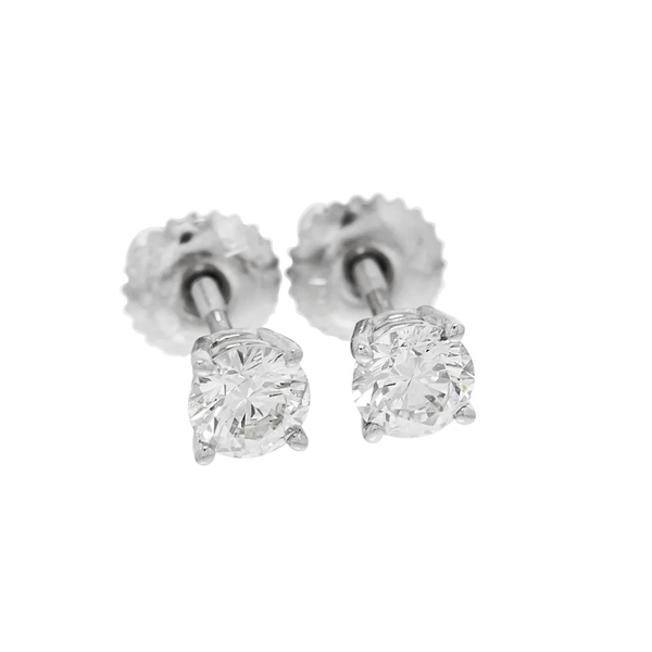 Cercei din aur alb rotunzi solitaire cu diamante de 0.32 ct