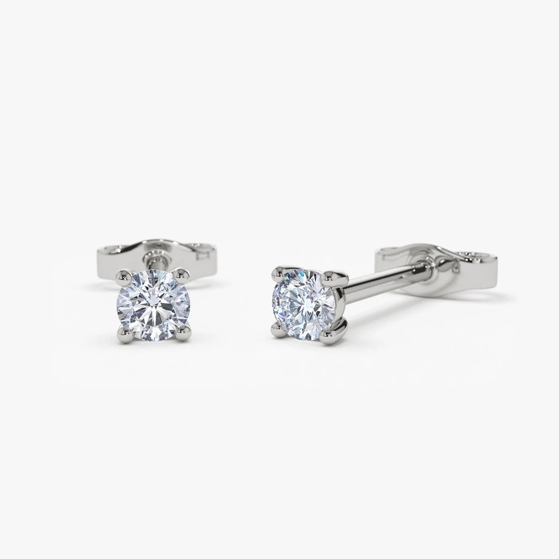 Cercei din aur rotunzi solitaire cu diamante de 0.25 ct.