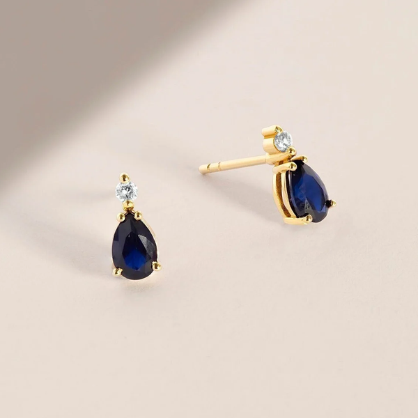 Cercei din aur cu safir natural si diamante