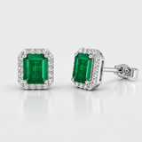 Cercei cu smarald natural si diamante naturale - Emerald Elegance