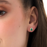 Cercei din aur cu smarald natural si halou de diamante naturale e