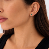 Cercei din aur in forma de floare cu smarald natural si diamante - Royal Emerald