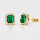 Cercei cu smarald natural si diamante naturale - Emerald Elegance