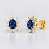 Cercei din aur in forma de floare cu safir natural si diamante - Royal Sapphire