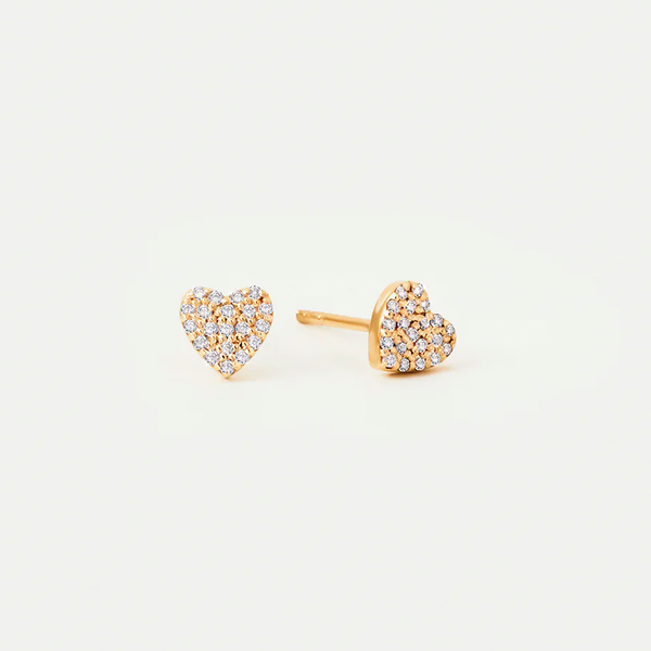 Cercei din aur in forma de inima cu diamante de 0.08 ct.