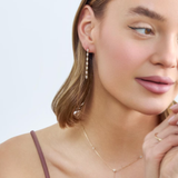 Cercei din aur lungi cu diamante de 0.87 ct