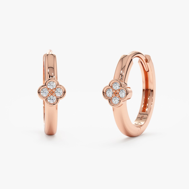 Cercei din aur rotunzi cu diamante de 0.02 ct