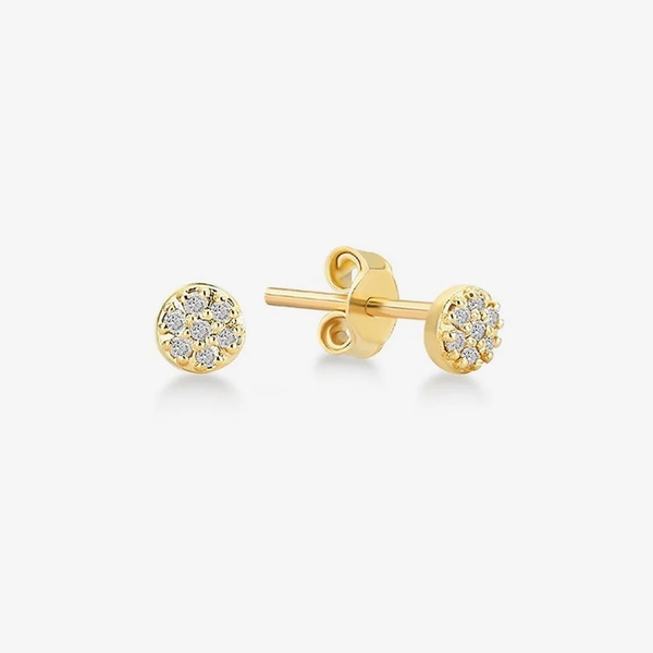 Cercei din aur rotunzi cu diamante de 0.04 ct