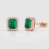 Cercei cu smarald natural si diamante naturale - Emerald Elegance