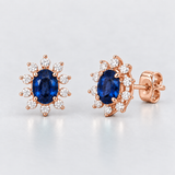 Cercei din aur in forma de floare cu safir natural si diamante - Royal Sapphire