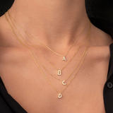 Colier din aur cu litera si diamante - My Initial Glow