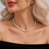 Colier din aur galben cu perle naturale de cultura si diamant