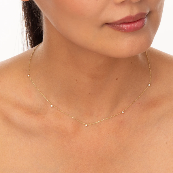 Colier din aur galben cu 5 diamante de 0.18 ct
