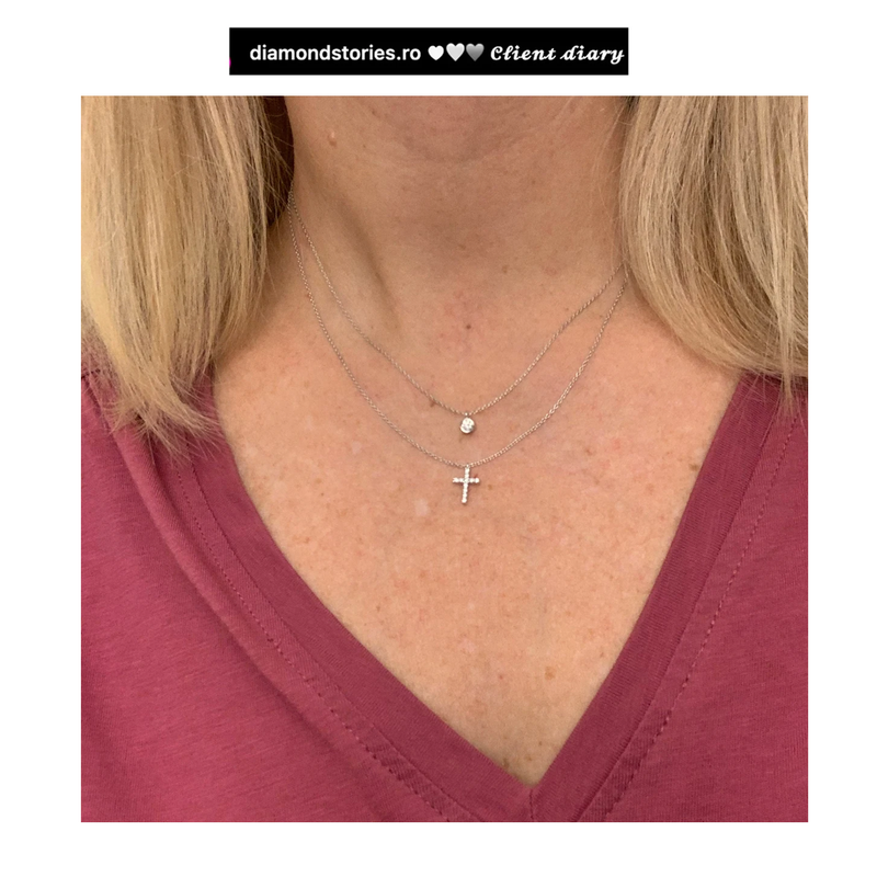 Colier din aur cu cruce si diamante de 0.11 ct