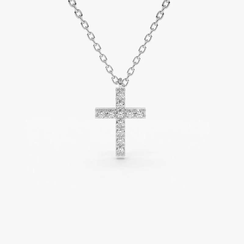 Colier din aur cu cruce si diamante de 0.11 ct