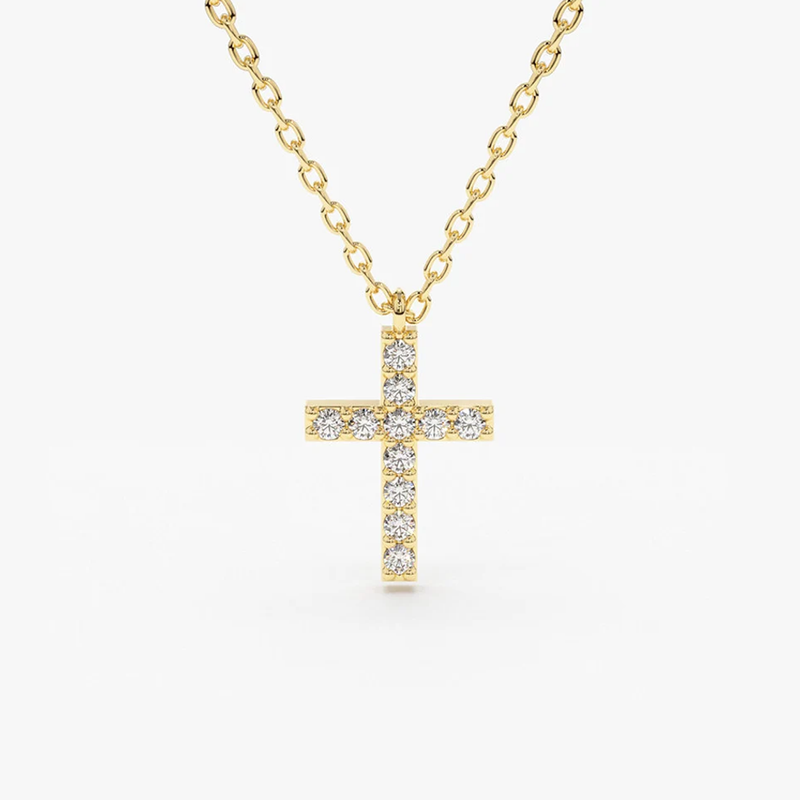 Colier din aur cu cruce si diamante de 0.11 ct