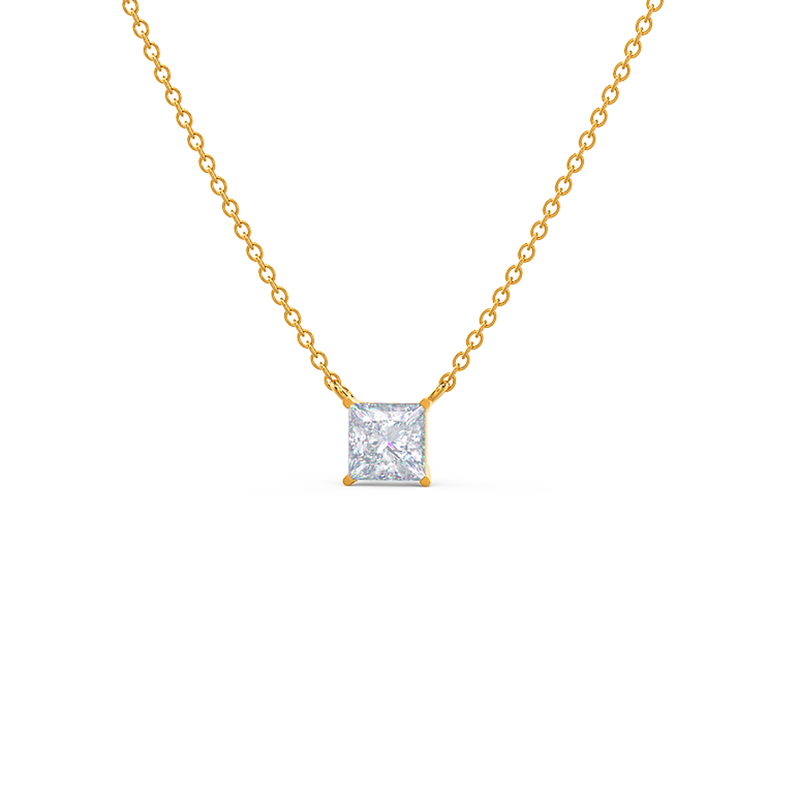 Colier din aur cu diamant Princess solitaire de 0.10 ct