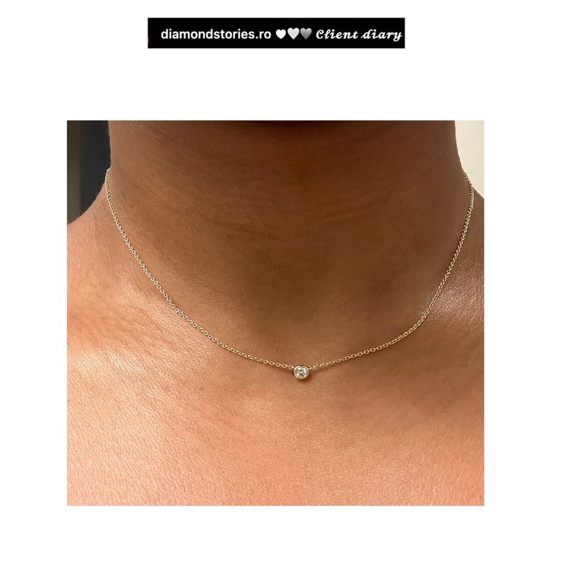 Colier din aur cu diamant solitaire rotund de 0.08 ct