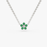 Colier din aur cu smarald natural si diamante in forma de floare