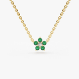 Colier din aur cu smarald natural si diamante in forma de floare